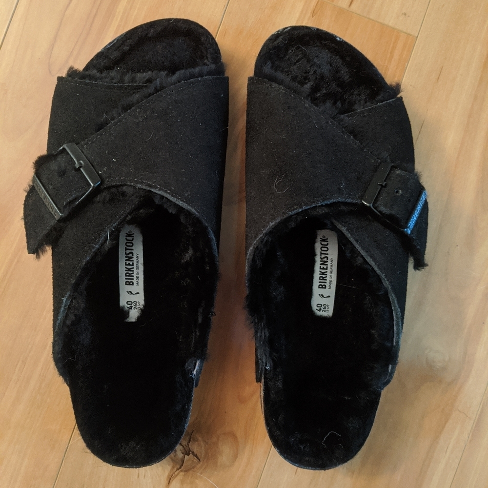 Birkenstock Black Shearling 40 *small